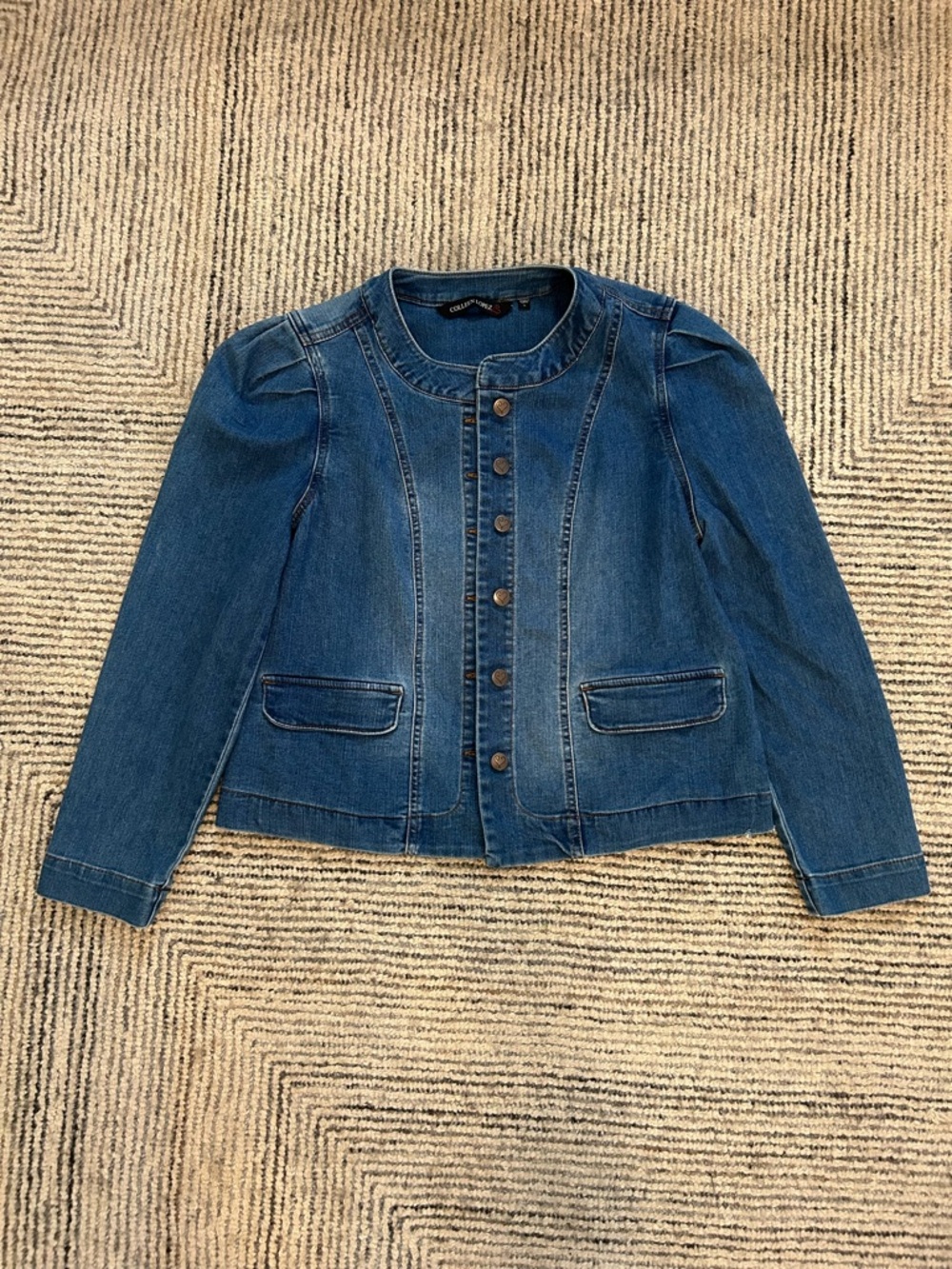 Colleen Lopez blue denim jacket Blazer Size Large Y2K